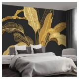 Gold Banana Leaf wall murals Peel and Stick self Adhesive Wallpaper for Bedroom Living Room - 58"x86"