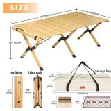 $170 Portable Folding Table,4Ft Bamboo Outdoor Camping Table,Low Picnic Table for Sitting on the Floor,Beach Foldable Table with Carry Bag and Tablecloth,Boho Table for Camping,BBQ,Party