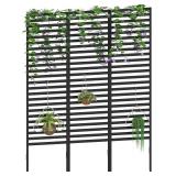 CADUKE Black Metal Outdoor Privacy Screen, Decorative Privacy Fence for Yard, Patio - Outdoor Divider, Garden Fence, Air Conditioner Fence, 12 Panels with 6 Stakes