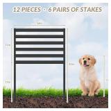 CADUKE Black Metal Outdoor Privacy Screen, Decorative Privacy Fence for Yard, Patio - Outdoor Divider, Garden Fence, Air Conditioner Fence, 12 Panels with 6 Stakes