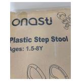 Onasti Toddler Step Stool for Bathroom Sink, Adjustable 2 Step Stop for Kids with Handles, Toilet Stool Potty Training, Plastic Ladder Toddler Helper Stool for Bedroom Kitchen Counter Grey White