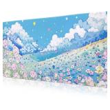 Extended Large Gaming Mouse Pads Mat 35.4"x15.7"x0.12"(3mm Thick), Oversized Office Desk Mat with Stitched Edges Blue