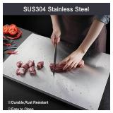304 Stainless Steel Cutting Board   Stainless Steel Kitchen Chopping Boards Non-Slip, Dishwasher Safe   Ideal for Meat, Vegetables, Fruits, Bread & Baking   Commercial & Home Use (15.7 * 11.8in)