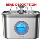 Stainless Steel Cat Water Fountain, 99oz/2.8L Auto Pet Drinking Fountain with 20dB Ultra-Quiet Pump- Ideal for Timid Pets, LED Water Level Window, Dishwasher Safe, 24/7 Circulating Flow - FEELNEEDY