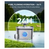 Stainless Steel Cat Water Fountain, 99oz/2.8L Auto Pet Drinking Fountain with 20dB Ultra-Quiet Pump- Ideal for Timid Pets, LED Water Level Window, Dishwasher Safe, 24/7 Circulating Flow - FEELNEEDY