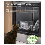 Stainless Steel Cat Water Fountain, 99oz/2.8L Auto Pet Drinking Fountain with 20dB Ultra-Quiet Pump- Ideal for Timid Pets, LED Water Level Window, Dishwasher Safe, 24/7 Circulating Flow - FEELNEEDY