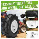 13x5.00-6" Tiller Tire and Wheel, 3/4" Axle Size 13x5.00-6 Tiller Tires Compatible with Troy-Bilt, Craftsman, Garden Tractor, Trencher, Tillers Replacement Tire, 3-1/8" Centered Hub, 2 Pack
