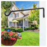 23 inch Plant Hanger, Sturdy Hanging Plant Bracket Outdoor, Hanging Plant Wall Hook Heavy Duty, for Hanging Bird Feeders, Planters, Lanterns, Wind Chimes, Indoor/Outdoor Use, Black, Set of 2