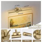 Hard-Wired Picture Lights 23.62 Inch Dimmable LED Wall Art Lighting Modern Brass Gallery Light Poster Lights Adjustable Swing Arm Picture Frame Light For Display Art Work,14W,2700K, Warm White