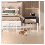 Snuowu 16" Freestanding Short Dog Gate for Small Dogs   Foldable & Retractable, Expands Up to 72" Wide, 6-Panel Pet Barrier for Doorways, Stairs & Hallways (White)