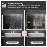 Koonmi 24x36 LED Bathroom Mirror, Backlit + Front Lit, LED Bathroom Mirror with Lights for Wall, 3 Colors, Anti-Fog, Dimmable Brightness, Memory Function, Tempered Glass
