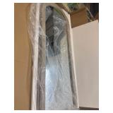 Full Length Mirror 56"x20" Arch Floor Mirror with Stand Arched Full Body Mirror Standing Hanging or Leaning Against Wall for Bedroom Flannel Wrapped Wooden Frame Milk Tea