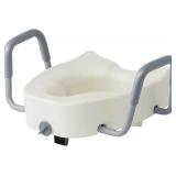 3 COUNT Medline 5" Elongated Raised Toilet Seat, with Lock and Removable Padded Arms- A Medical Seat for Seniors, Elderly, Adults, or Post-Surgery Recovery, 1 Ct.