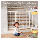 Cumbor 29.7 51.5" Extra Wide Baby Gate for Stairs, Pressure-Mounted Dog Gates for Doorways & Hallways, Auto-Close Walk-Through, No-Trip Design, Child Proof Safety, Dog/Pet Gate for Indoor Use, White
