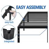NEW JETO Metal Bed Frame,Queen Size Bed Frame with Storage Space,Heavy Duty Sturdy Mattress Foundation,Easy Assembly,No Box Spring Needed, Black,16 Inch,Queen