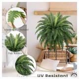 FOREST PRINCE 35" Ferns Artificial Bush Plants Large, 2 Artificial Boston Ferns with 39 Fronds for Outdoors Home Decor