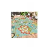 Lahome Floral Indoor Outdoor Rugs, 6x9ft Non Slip Outdoor Patio Rug for Balcony Deck, Soft Outdoor Area Rug for Camping PicnicBackyard, RV Outdoor Rugs for Living Room Dining Bedroom,Multi