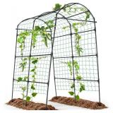 Garden Arch Arbor Trellis for Climbing Plants Outdoor, 7.8 ft Extra Tall Cucumber Trellis Raised Bed Climbing Vine Plant Support, Grape Vegetable Tomato Pumpkin Peas Bean, Black
