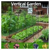 Garden Arch Arbor Trellis for Climbing Plants Outdoor, 7.8 ft Extra Tall Cucumber Trellis Raised Bed Climbing Vine Plant Support, Grape Vegetable Tomato Pumpkin Peas Bean, Black