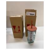 2 pk Starbucks 2024 Terracotta Brown Recycled Triangle Glass Cold Cup Limited Edition