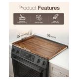 TIDITA Acacia Stove Top Covers for Electric Stove - Wooden Noodle Board for Gas Stovetop - Stove Top Covers for Gas Burners - Wooden Kitchen Sink Cover for Counter Space & Decorative Tray (Walnut)