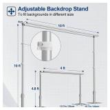 $263 EMART Backdrop Stand Heavy Duty 10x10Ft, Double Crossbar Pipe and Drape Photo Background Support Kit, Adjustable Metal Frame with Flat Base for Wedding Birthday Party Decoration