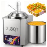 Nacho Cheese Dispenser, 2.8Qt Nacho Cheese Dip Warmer with Pump, Hot Fudge Warmer with 9-Level Temperature Adjustment, Commercial Sauce Dispenser Machine for Queso para Nachos, Caramel Syrup Pumps