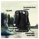Waterproof Roll Top Kayak Dry Backpack, Floating Outdoor Dry Sack Boating Sailing Canoeing Rafting Fishing Camping 85L Black