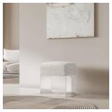 Vanity Stool Chair and Pouf Ottoman-Modern Multifunctional Vanity Stool and Foot Rest with Wool and Acrylic Leg for Makeup Room, Living Room, Bedroom