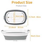Collapsible Dog Bath Tub for Small Dogs & Cats, Portable Puppy Bath Tub with Water Drain Plug, Space Saving Foldable Pet Bathtub for Indoor & Outdoor Use, Grey
