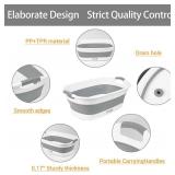 Collapsible Dog Bath Tub for Small Dogs & Cats, Portable Puppy Bath Tub with Water Drain Plug, Space Saving Foldable Pet Bathtub for Indoor & Outdoor Use, Grey