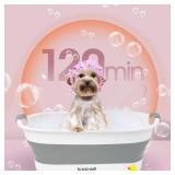 Collapsible Dog Bath Tub for Small Dogs & Cats, Portable Puppy Bath Tub with Water Drain Plug, Space Saving Foldable Pet Bathtub for Indoor & Outdoor Use, Grey