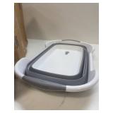 Collapsible Dog Bath Tub for Small Dogs & Cats, Portable Puppy Bath Tub with Water Drain Plug, Space Saving Foldable Pet Bathtub for Indoor & Outdoor Use, Grey