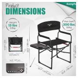 SUNNYFEEL Camping Directors Chair, Heavy Duty,Oversized Portable Folding Chair with Side Table, Pocket for Beach, Fishing,Trip,Picnic,Lawn,Concert Outdoor Foldable Camp Chairs