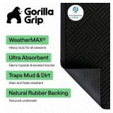 GORILLA GRIP 100% Waterproof All-Season WeatherMAX Doormat US Designed Natural Rubber, Stain and Fade Resistant, Low Profile Indoor Outdoor Door Mats, Easy Clean Patio Mat, 23x35, Black Diamond
