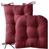 Sweet Home Collection Rocking Chair Cushion Premium Tufted Pads Non Skid Slip Backed Upper and Lower with Ties, 2 Piece Set, Wine