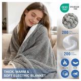 Heated Blanket Electric Blanket,Cozy Faux Rabbit Fur & Soft Flannel Warm Heater Throw Blanket with 5 Fast Heating Levels &10Hours Auto-Off Over-Heat Protection 50" x 60" (Grey)