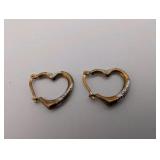 925 Sterling Silver Gold Plated Heart Huggie Hoop Earrings