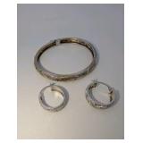 Vintage Avon set, 925 sterling silver bangle and matching hoop earrings