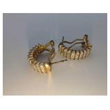 925 Sterling Gold Plated Diamond Chip Huggie Hoop Earrings