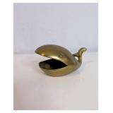 Mid-century modern brass whale ashtray