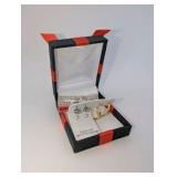 3-piece earring set, Gold Plated|Genuine Diamond NIB