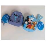 NIB CandyRific Disney Mini Backpacks featuring characters like Mickey Mouse and Stitch on a small, zippered pouch