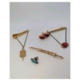 High End Vintage Tie Bar and Cufflink Collection| Correct Gold Plated, Balfour 12K Gold Filled, Swank Mother of Pearl, Navajo sterling silver and turquoise