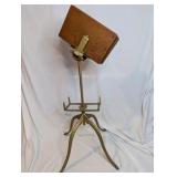 Victorian-era George J. Flanagan dictionary/bible stand|adjustable cast iron,oak panels