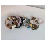 Natural Stone and bead stretchy bracelet lot