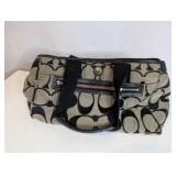 Coach black and taupe signature pattern satchel purse