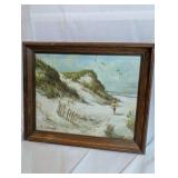 Vintage 1975 framed lithograph titled "A Day at the Beach" by artist Adolf Sehring