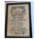 Framed antique Reinthal & Newman lithograph print titled "Mother, #125