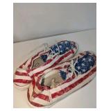 Hey Dude Wendy Patriotic Star Spangled slip-on shoes, size 10
